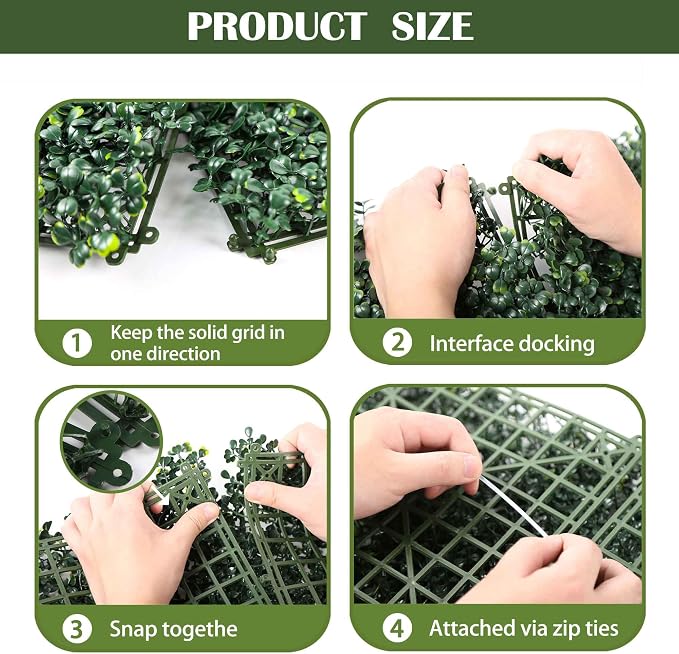 12PCS 20"x 20" Artificial Boxwood Wall Panels, UV-Anti Grass Wall Hedge Plant - Image 4