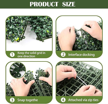 12PCS 20"x 20" Artificial Boxwood Wall Panels, UV-Anti Grass Wall Hedge Plant - Image 4