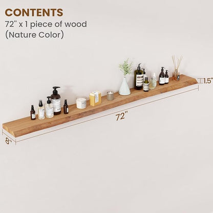 Floating Shelves for Wall Decor, Rustic Solid Elm Wood Live Edge Floating - Image 2