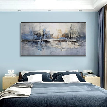 Abstract Wall Art Blue and White Reflection Large Size Framed Artwork Wall - Image 4
