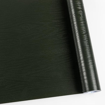 Wood Contact Paper Dark Green Peel and Stick Wallpaper, Thicken No Tear Vinyl by Abyssaly
