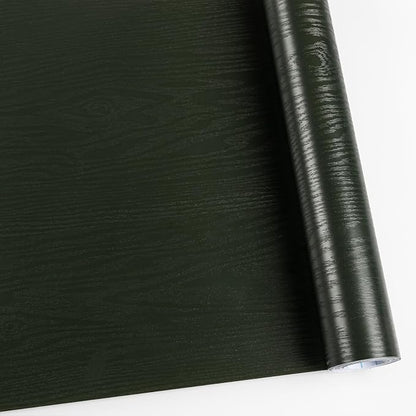 Wood Contact Paper Dark Green Peel and Stick Wallpaper, Thicken No Tear Vinyl by Abyssaly