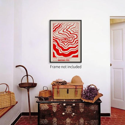 Medpol Retro Red Abstract Eye Canvas Wall Art Vintage Hippie Trippy Poster - Image 5