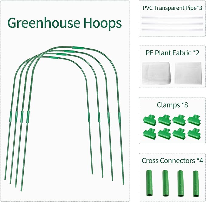 POTEY Raised Garden Bed with Greenhouse Galvanized Planter Box with 2 Greenhouse Cover for Outdoor Gardening Garden Box for Fruit, Vegetable, Flower, Herbs and Strawberry Plant