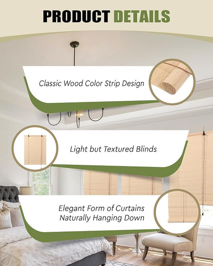 FoundGo Retro Bamboo Blinds 35" W x 72" H Bamboo Roman Shades Light Filtering - Image 3