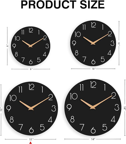 cicininc Wall Clock, 12 Inch Wooden Silent Non-Ticking, Decorative Battery - Image 5