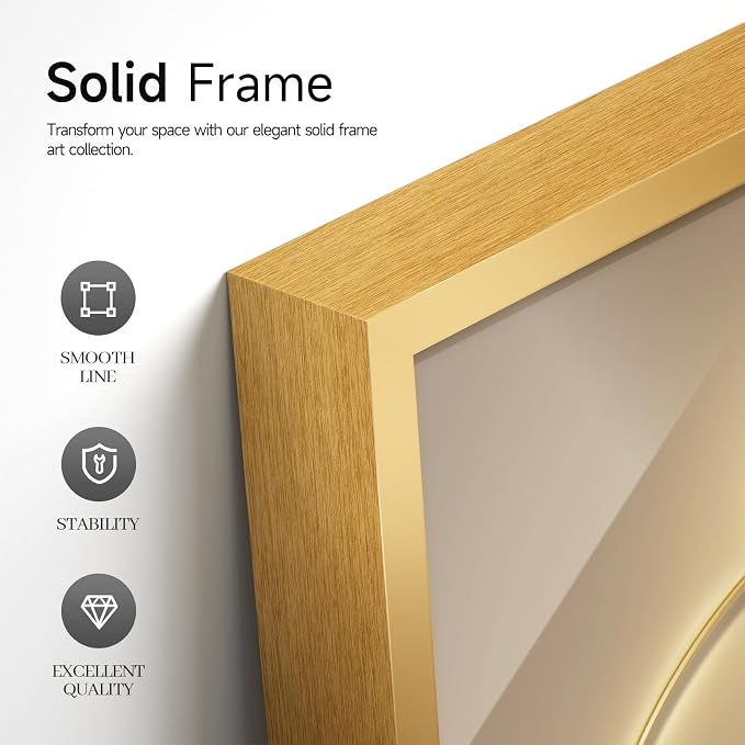 Extra Large Framed Modern Elegant Gold Floral Wall Art - Image 6