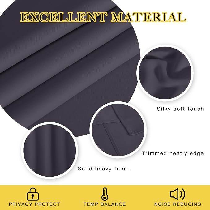 NICETOWN Blackout Curtains 54 Inches Long, Thermal Insulated Room Darkening - Image 2