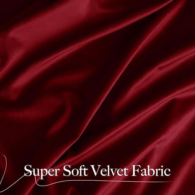 NICETOWN Christmas Red Velvet Curtains 90 inches Long 2 Panels Set, Thermal - Image 5