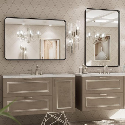 LOAAO 20X28 Inch Black Metal Framed Bathroom Mirror - Image 4