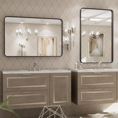 LOAAO 24X30 Inch Black Metal Framed Bathroom Mirror - Image 4