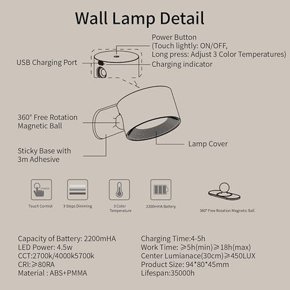 AKSDA LED Reading Lights, Wall Mounted Sconces - Image 4