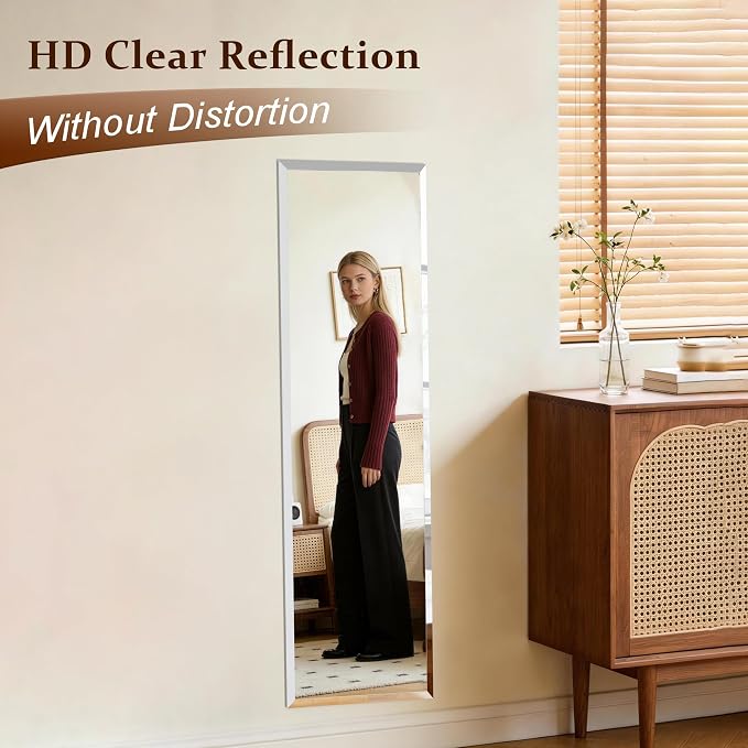 Frameless Mirror Full Length 51"x16" | Wall Mount Mirror Full Length Beveled - Image 4