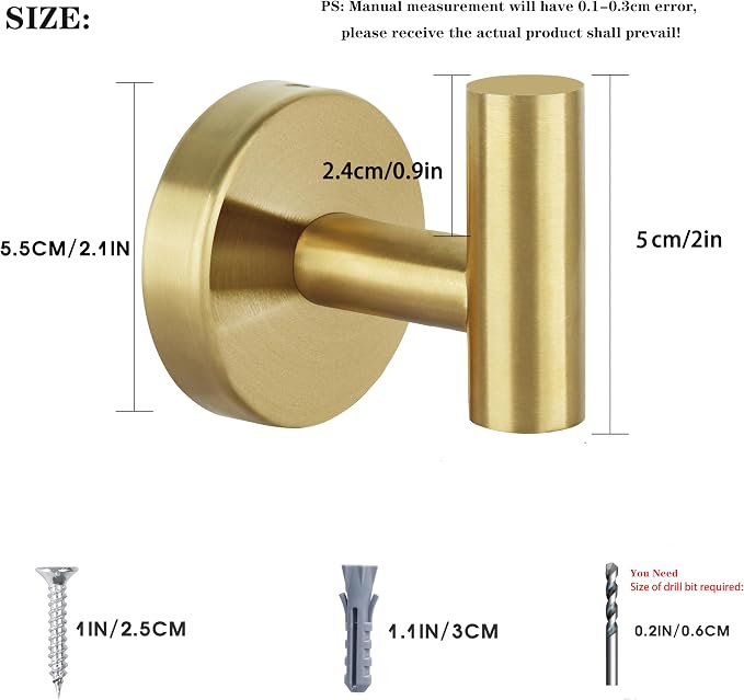 8 Pcs Bathroom Robe Towel Hooks Coat Wall Hook Stainless Steel Heavy Duty Door - Image 3