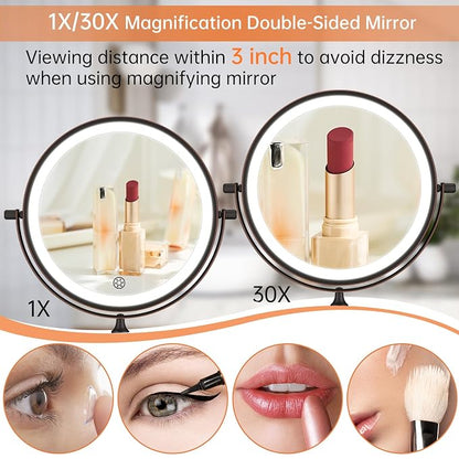 5000mAh Rechargeable Wall Mounted Lighted Makeup Vanity Mirror Double Sided 1X - Image 3