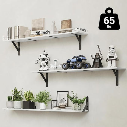 WOPITUES Floating Shelves for Wall 48″W x 8″D, Long Wall Mounted Shelves Set of - Image 3