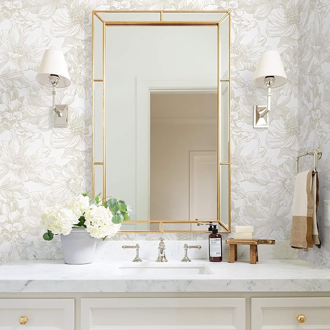 Ismoon Large Floral Peel and Stick Wallpaper Boho Beige Contact Paper - Image 4