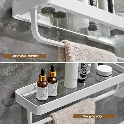 VOLPONE Bathroom Shelves Wall Mounted 2 Tier Glass Floating Shelf - Image 5