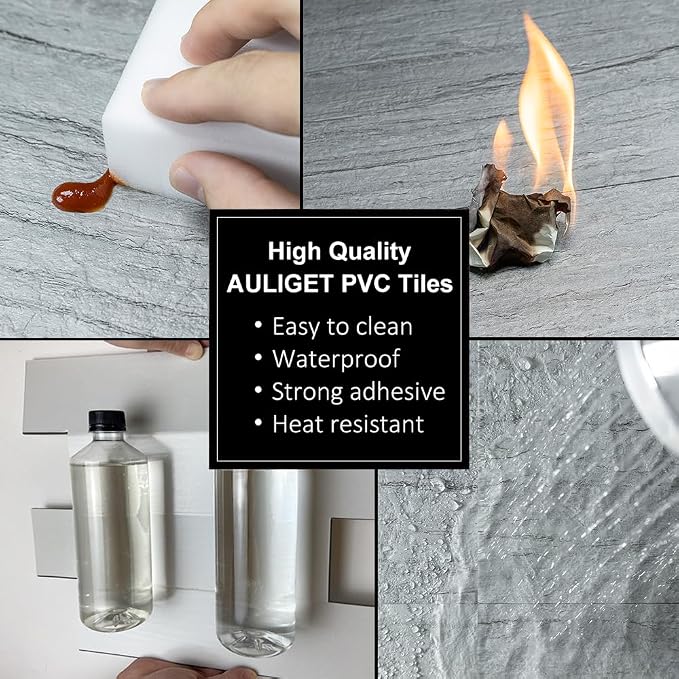 AULIGET 20-Piece Grey Shale Peel and Stick Backsplash Wall Tiles, Laundry Room - Image 5