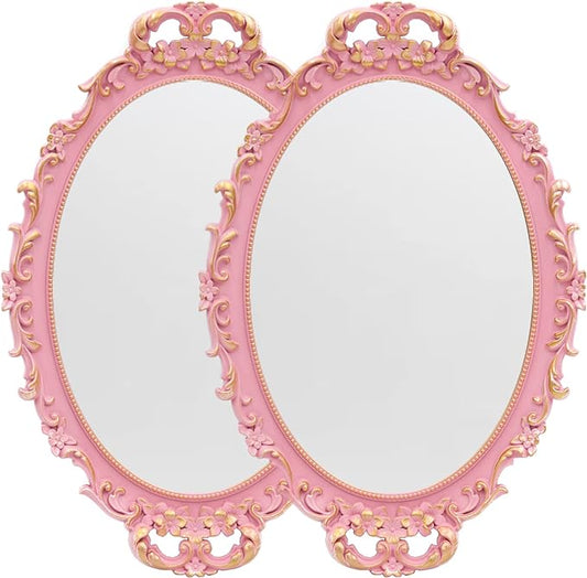 Tstarer 2PACK - Vintage Decorative Pink Framed Mirror, Wall Hanging Mirrors & by Tstarer