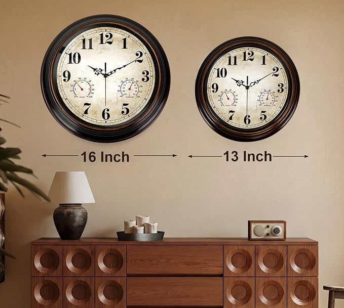 Vintage Wall Clock 16 Inch Quartz Silent Non-Ticking Analog Clock - Image 5