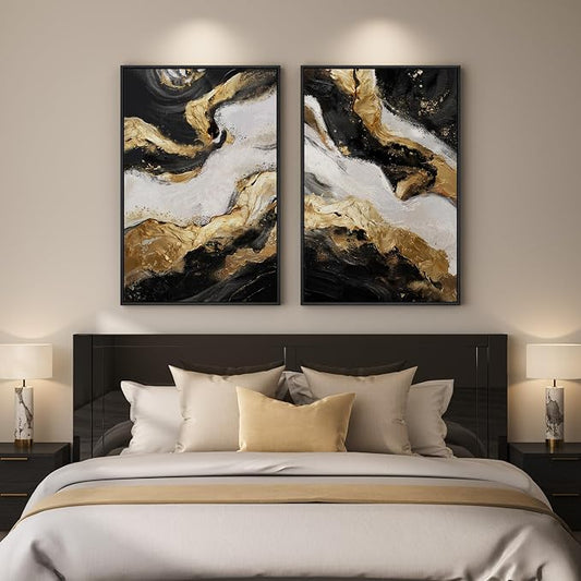 Framed Gold Abstract Wall Art Set of 2 - Image 2