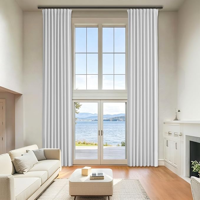 Greyish White Sun Light Blocking Curtains by Grichril