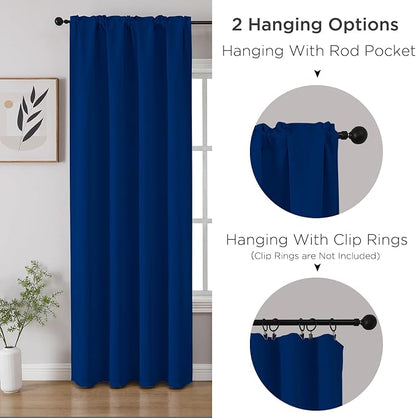 CUCRAF Royal Blue Blackout Curtains 72 inch Length 2 Panels Set, Rod Pocket - Image 4