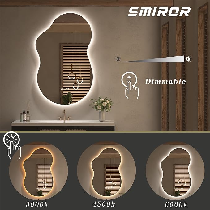 SMIROR Asymmetrical Backlit Bathroom Mirror - Image 5