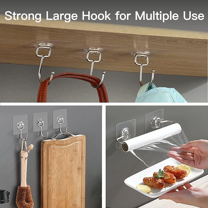 Large Hooks for Hanging Heavy-Duty 44Ib 10 Packs, Wall Hangers without Nails - Image 7