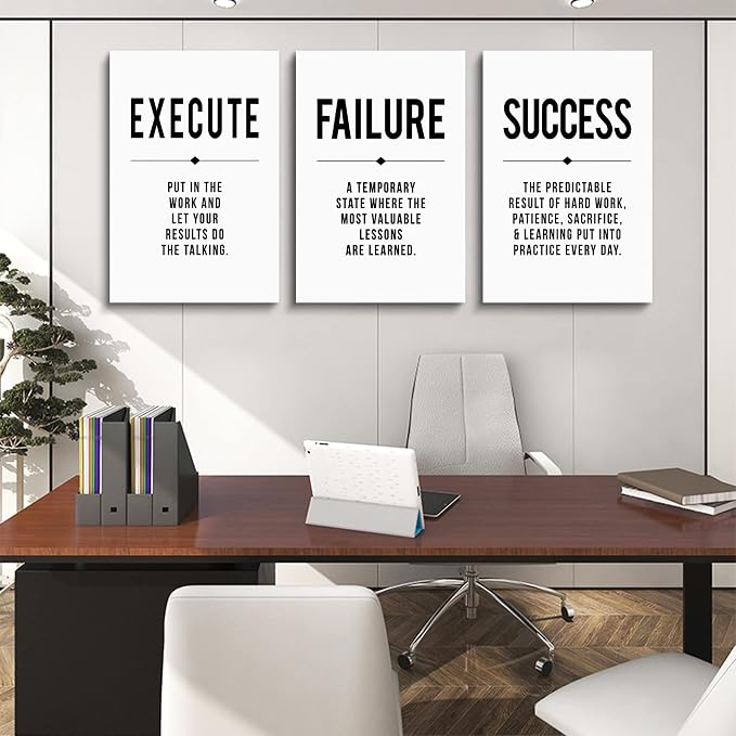 Framed Canvas Wall Art Success Quote, Office Wall Art, Positive Motivational - Image 2