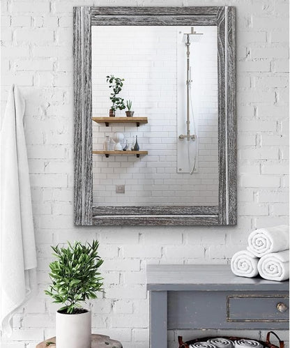 AAZZKANG Rustic Mirror Large 26"x18" Wood Framed Wall Mirrors Rectangle - Image 4
