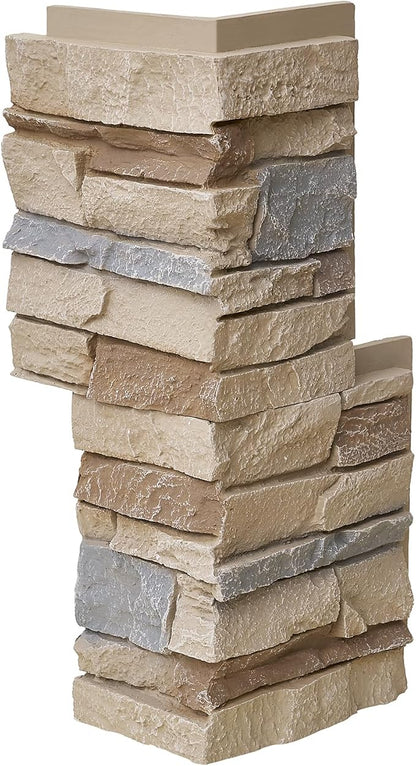 1.77 Inch Deep 3D Faux Stone Corner Panels Matching 2 Piece Set - Image 5