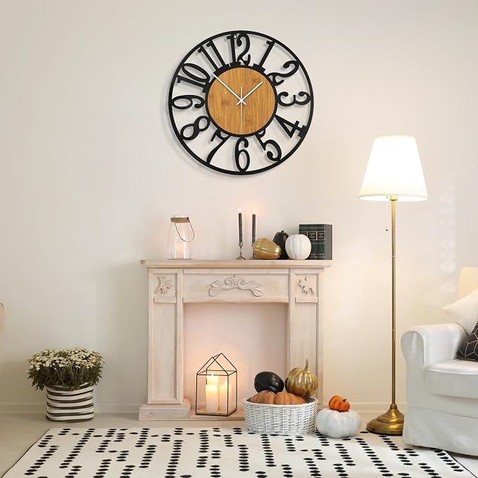 Large Wall Clock for Living Room Decor, 24 Inch Non Ticking Silent, Battery - Image 3