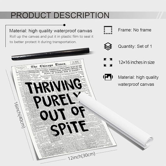 noxozoqm Black And White Newspaper Poster Fashion Fun Motivational Quote Wall - Image 2