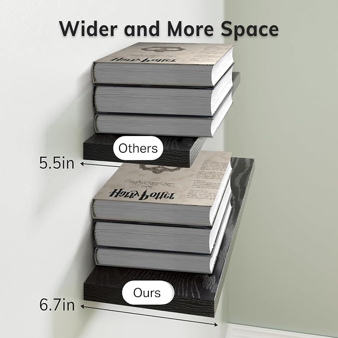 BAYKA Floating Shelves for Wall, 22.5 inches Black Wall Shelves for Bathroom - Image 8