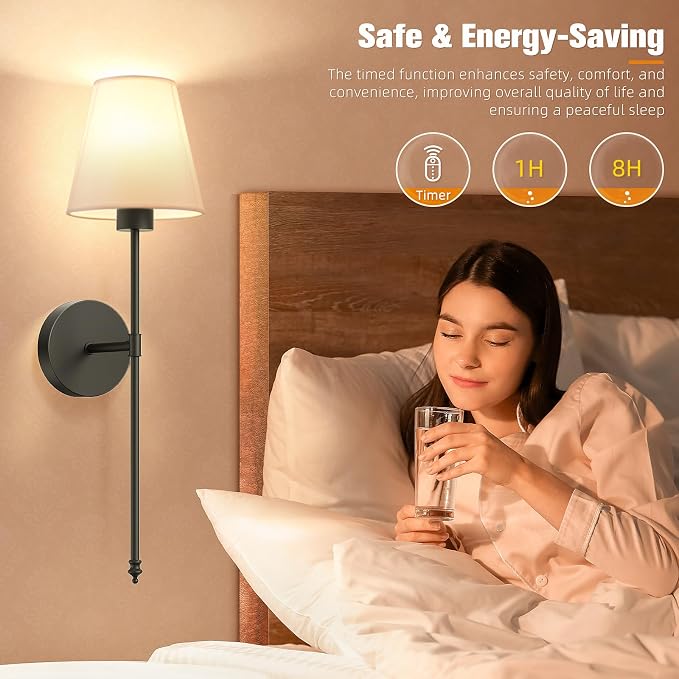 NIORSUN Battery Operated Wall Sconce Set of 2, 10 Colors Wireless Wall Lamps - Image 6