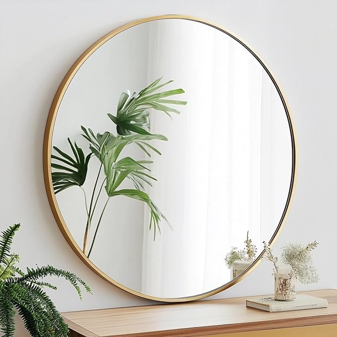 Oruii Gold Round Mirror 28 inch, Large Golden Circle Mirror Metal Frame - Image 8