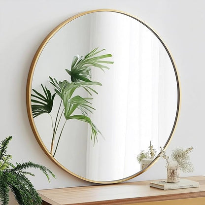 Oruii Gold Round Mirror 28 inch, Large Golden Circle Mirror Metal Frame - Image 8