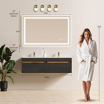 48X30 LED Bathroom Mirror with Lights, Backlit + Front Lit, Lighted Bathroom - Image 7