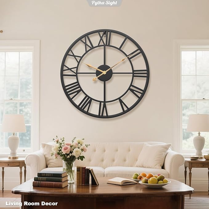 Pytha Sight 24 Inch Large Oversized Farmhouse Modern Decorative Wall Clock - Image 4