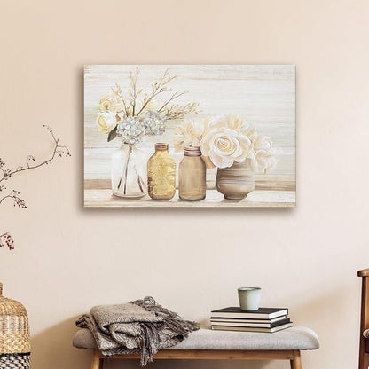 Farmhouse Floral Wall Art for bathroom, Flower Rustic Wood Board Canvas Wall - Image 7