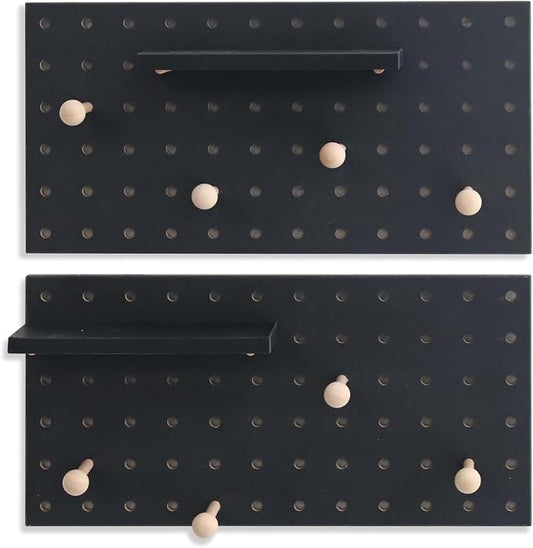 Wooden Pegboard Accessories Set: Modular Wall Hooks & Shelf - Image 2