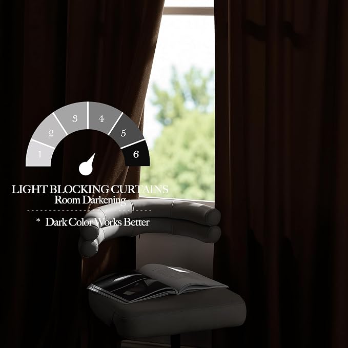 NICETOWN Brown Velvet Room Darkening Curtains, Home Decor Light Blocking - Image 6