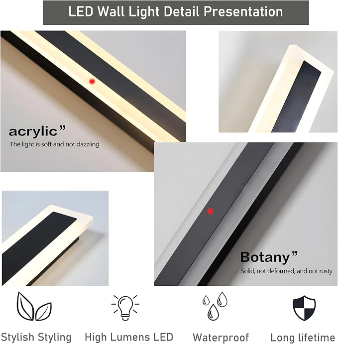2Pack 39inch Long Outdoor Modern LED Wall Light, 30W Waterproof IP65 Warm White - Image 7