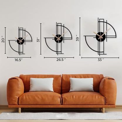 Modern Geometric Metal Wall Clock, Minimalist Black Steel Design, Silent - Image 9