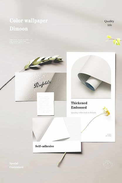 Dimoon 394''x17.7'' White Peel and Stick Wallpaper Contact Paper Modern Self - Image 4