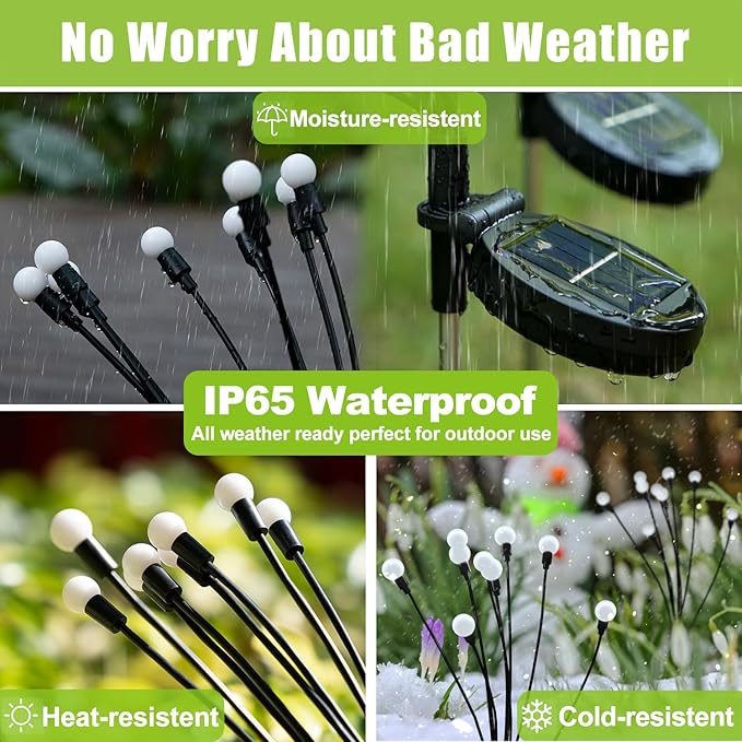 Flumy 2 Pack Solar Firefly Lights + 3 Pack Sunflowers Lights for Yard, Patio, Pathway, Lawn, Walkway, Camping, Pool