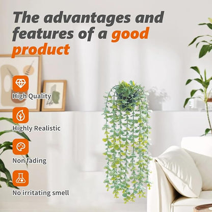 Freyalife 1Pcs Fake Plants Eucalyptus, Artificial Potted Faux Hanging Plants - Image 4