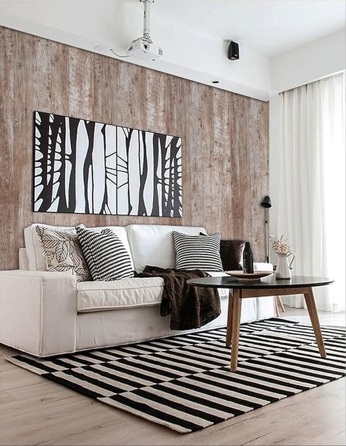 Dimoon 236"x17.7'' Wood Contact Paper Brown Grey Dark Wood Wallpaper Gray Brown - Image 2